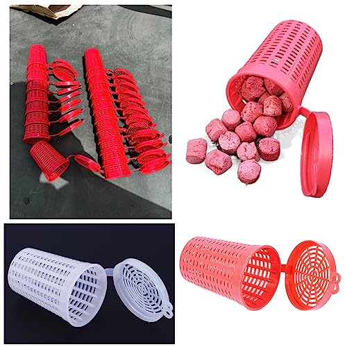 10 Pack Fishing Bait Cage Trap Feeder Holder Box Large Size Baits Case Barrel Fish Lure Plastic Basket Fishing Tackle Kit Gear Tool for Fish Shrimp Earthworm Crab Catfish Cast Net
