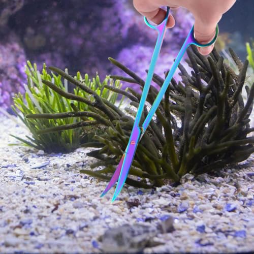 Operitacx Stainless Steel Aquarium Plant Scissors, Curved Aquatic Plant Trimming Tools for Fish Tank, Cleaning Scissor for Freshwater and Saltwater Aquariums
