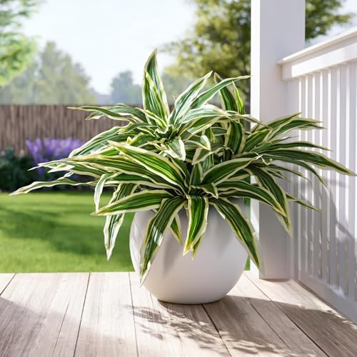 4 Pcs Artificial Greenery Stems Dracaena Faux Branches Artificial Plants Realistic Fake Dracaena Greenery Realistic Plants for Indoor Outdoor Porch Patio Home Office Living Room Decor (Yellow) - color: Yellow
