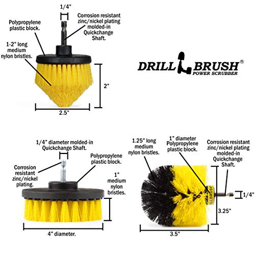 Toilet Bowl Cleaner - Toilet Brush - Bathroom Cleaner - Bathroom Drill Brush Set - Toilet Cleaner - Tile Floor Cleaner - Shower Cleaner Drill - Grout Cleaner- Bathroom Scrub Brush - Grout Tile Brush - color: Yellow