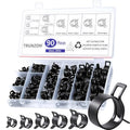 90Pcs 7-18mm Spring Hose Clamps Kit, Black Small spring Clamp, Constant Tension Steel Clamps for Automotive Fuel Lines, Silicone Vacuum Hoses, Low-Pressure Air Clips - style: 90pcs