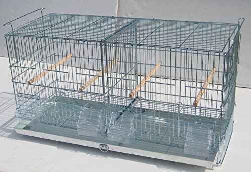 Large No Rust Stainless Galvanized Zinc Stackable Breeder Bird Flight Cage Side Breeding Nest Door with Removable Divider 30"x11"x15"H - color: Galvanized Zinc