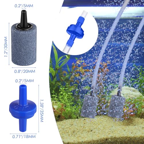 Shappy 20 Feet 36 Pcs Aquarium Air Pump Accessories, Standard 1/5" Tubing Aquarium Air Tubing for Fish Tank Contains Stones, Check Valves, Suction Cups, Straight Connectors, T-connectors