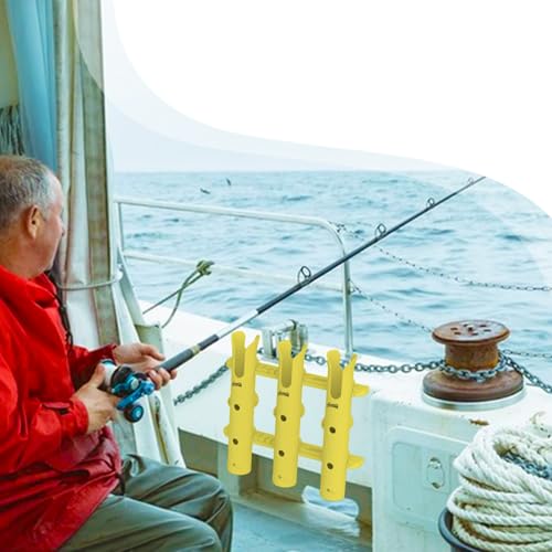 Aventik Tube Fishing Rod Holder Bracket Wall Mounted Boat Side Mount Tool Holder Tube Links with Screws 1/2/3/4/6 Pole Tube Fishing Rod Holders - color: 2-Pole Yellow