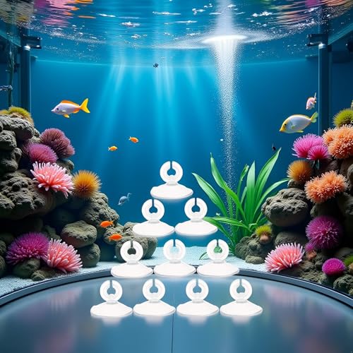 10Pcs Aquarium Suction Cup, Transparent Plastic Sucker with Clips Fish for Tank Pipe Hose Tube Holder Fish Tank Suction Cups Air Pump Accessories Aquarium Pumps and Filters (1.2in)