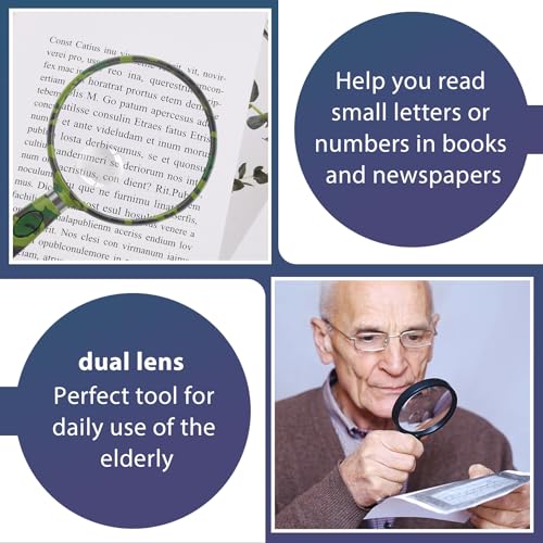 Feosky Handheld Reading Magnifier, 10X Magnifier, 75mm Shatterproof Lens, Non-Slip Handle for Adults Close Work, Seniors Reading and Nature Exploration, Hobby Observation(Camouflage Pattern) - color: Multi01, size: 75mm