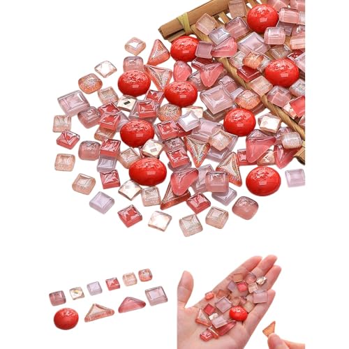 1.1LB Mixed Color Irregular Crystal Mosaic Tiles, Tiny Mini Mosaic Tile DIY Hobbies Handmade Crystal Craft for Craft Bathroom Kitchen Home Decoration DIY Art Projects (Pink Series) - color: Pink Series