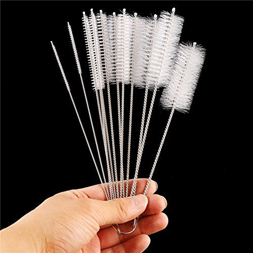 DECORA Drinking Straws Cleaning Brushes Nylon Pipe Cleaner Brush Kits for Assorted Size Straws Pack of 12 - color: White