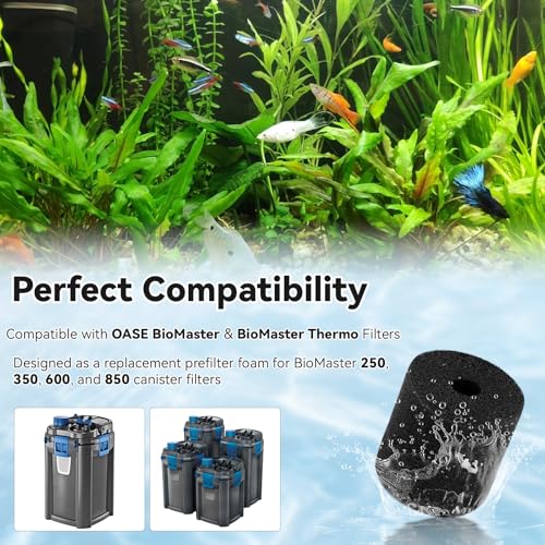Aquarium Carbon Pre-Filter Foam Set Compatible with OASE BioMaster Filter, Canister Filter Sponge Replacement Media Pads for BioMaster Thermo 250 350 600 850, Fish Tank Pond Filter Parts, 6 Pack