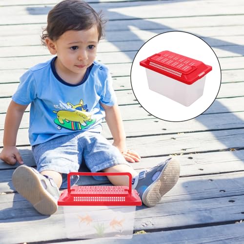 ERINGOGO Portable Fish Tank and Turtle Habitat Breeding Box, Pp Plastic Handheld Aquarium, Impact-Resistant 18x11x11cm for Small Pets and Reptiles Transportation