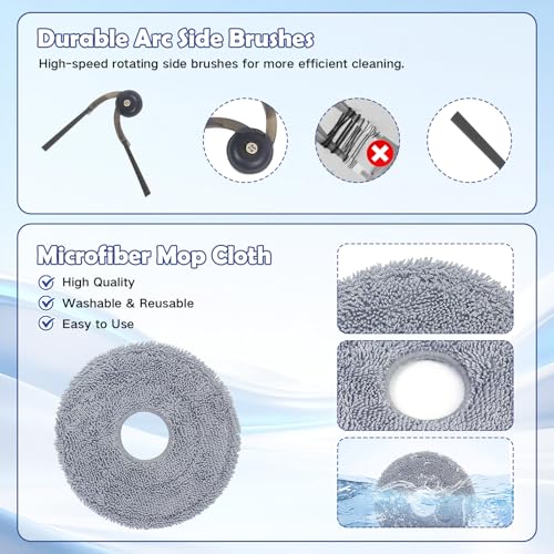 28 Pack Accessories Kit for Roborock Saros 20, Saros 10R, Qrevo CurvX, Curv 2 Pro, Qrevo Edge 2 Robot Vacuum Replacement Parts, 2 Main Brush, 4 Filters, 6 Side Brushes, 6 Mop Pads, 6 Dust Bags - color: Saros 10r-20/Qrevo Curvx Accessories