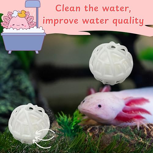 1pcs Axolotl Hides for Aquarium with 2pcs Nitrifying Ball Set, Driftwood Axolotl Cave Hideout and Aquarium Filter Balls, Fish Tank Decor, Shelter for Small Pet Frog Fish Betta (Resin Driftwood, M) - color: Resin Driftwood, size: M