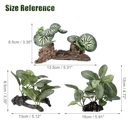 Aquarium Plastic Plants, Driftwood Betta Silk Plants, Silk Plants Aquarium Set Decor, Silk Aquarium Plants for Betta Fish (Green, 3pcs)