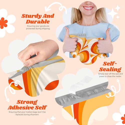 Metronic Poly Mailers 14.5x19 50pc Orange Flower,Waterproof Self Seal Shipping Bags Envelopes, Cute Floral Mailers Poly Bags Packaging Mailing Bags for Small Business Packing Shipping Clothes & Gifts - color: Orange Flower, size: 14.5x19 50pc