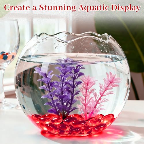 Red Flat Glass Marbles, 0.97 lb Transparent Vase Filler Pebbles Gems, Decorative Glass Beads for Vases, Table Scatter, Crafts, Floral, Mancala Stones, Centerpieces, Aquarium Rocks for Fish Tank - color: Red