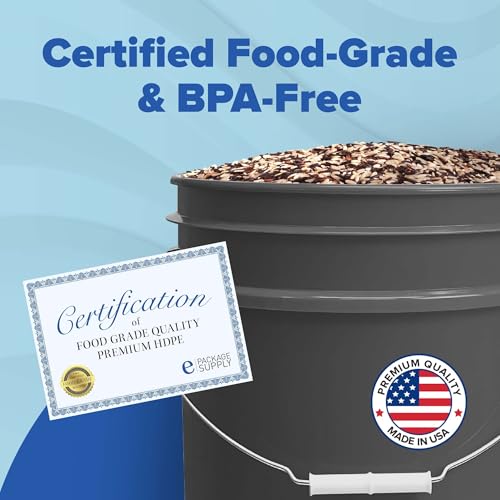 ePackageSupply 5 Gallon Plastic Bucket with Airtight Lid | Made in USA | Food Grade Bucket | BPA-Free | Heavy Duty 90 Mil All Purpose Pail | One 12" Rubber Mallet & One Lid Opener Included | 1 Pack - color: Gray, size: 1 Pack