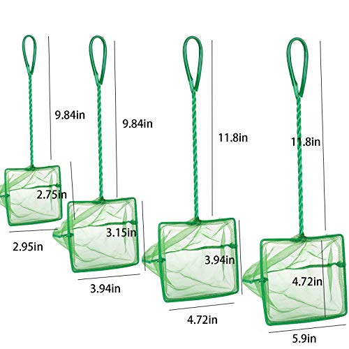4 Pack Aquarium Fish Net Fine Quick Catch Mesh Nylon Fishing Catch Nets with Plastic Handle for Fish Tank Mesh Nets Scoop - Green - style: Classic