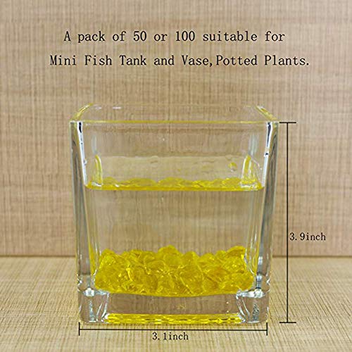 OMEM Aquarium Stone Decorations,Big Yellow Glass Crystal Stone, Fish Tank Gravel Decorations,Fantasy Fish Tank(A Pack of 100, Yellow) - color: Yellow, size: A Pack of 100
