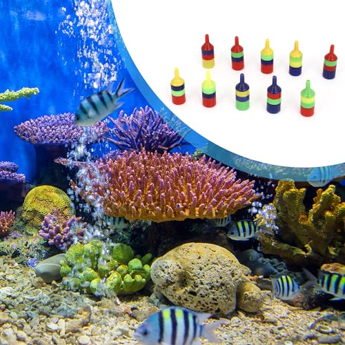 Aquarium Air Stone, Striped Airstone Diffuser for Aquarium Fish Tank, 0.6 x 1.7inch (Multicolor 10Pcs)