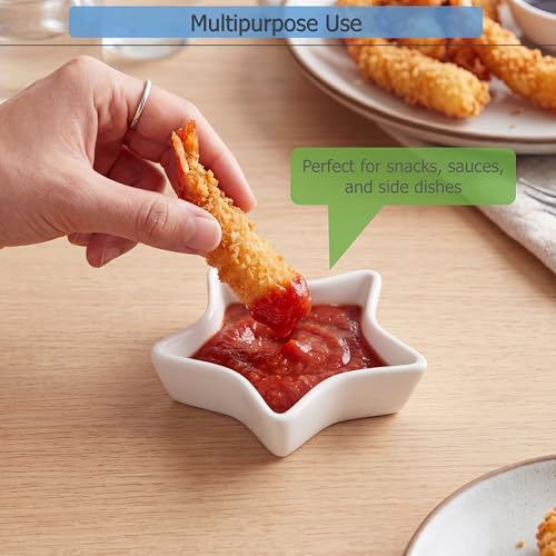 EIKS 4 Pack Ceramic Dipping Bowls Side Dishes for Serving ketchup Wasabi Condiments Appetizer Snacks (Star-Shape) - size: Star-Shape