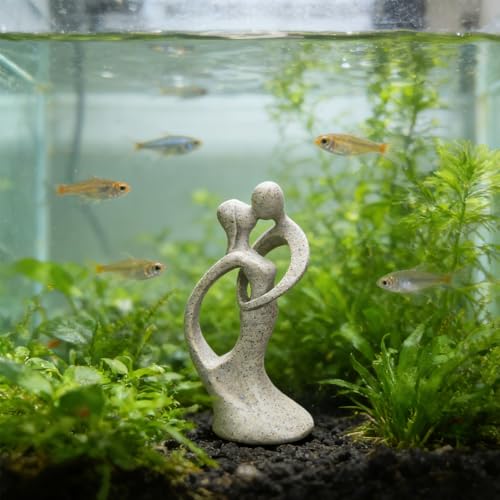 Sandstone Statue Fish Tank Ornaments, Small Fish Aquarium Decorations Home Decor for Goldfish Shrimps, Hug - color: Hugging Kiss