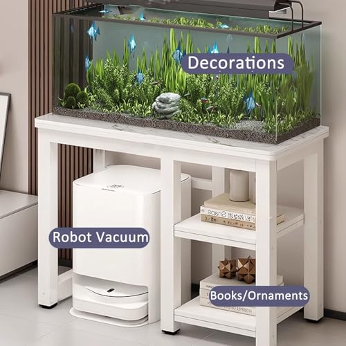 Robot Vacuum Cleaner Storage Rack,Robot Vacuum Stand Rack with Storage - Floor-Standing Cabinet for Sweeping Robot, Hidden Vacuum Organizer with Slate Desktop, Fish Tank Shelf (47.2"x15.7"x2
