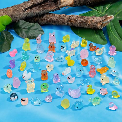 180pcs Luminous Mini Resin Animals Colorful Tiny Small Little Glow in the Dark Mini Resin Figures to Hide Miniature Animal Figurines for DIY Dollhouse Micro Garden Landscape Aquarium Decor Gift Crafts - style: 180Pcs-Luminous Bulk
