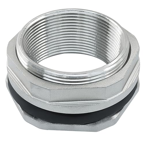 Murtenze 2" Bulkhead Water Tank Connector, Stainless Steel Water Tank Fitting Thru-bulk Adapter, Water Pipe Connector for Rain Barrels/Aquariums/Water Tanks - size: 2 Inch