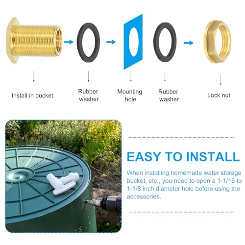 PATIKIL Brass Bulkhead Fitting 2 Pcs 1/2" NPT Female x 3/4" GHT Male, Garden Hose Threaded Double Threaded Bulkhead Water Tank Connector for Rain Bucket, Sinks, Aquariums