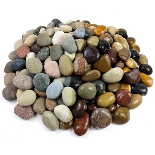 FANTIAN 10 lbs River Rocks, 1-2 Inch Natural Pebbles for Plants, Landscaping, Garden, Aquarium, Backyard and Indoor Water Fountains - color: Mixed, size: 10 lbs, 1-2 Inch