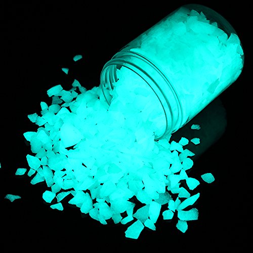Shiny Stone Glow in The Dark Aquarium Neon Gravel Sand, Decorative Rocks for Fish Tank and Fairy Garden, Home Dec,305g/0.67lbs (5-8mm, Blue Green) - color: Blue Green, size: 5-8mm