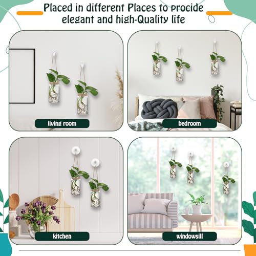 9 Sets Window Hanging Propagation Stations 3.54'' Plastic Propagation Vases with Suction Cup & Traceless Nail, Propagated Plant Holder Wall Jars for Office Home Garden Decoration Lover Gift