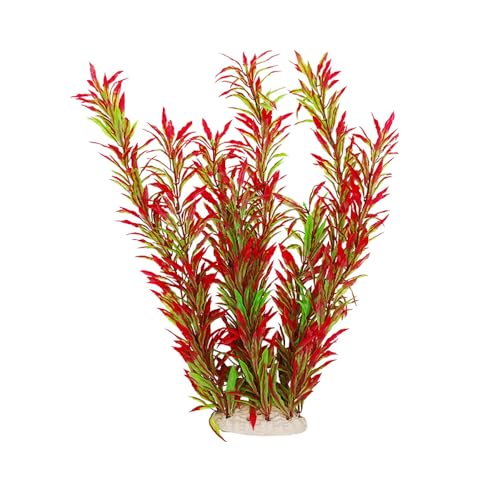 2 pcs Aquarium Decor Plastic Plants Extra Large 21 Inches Artificial Fish Tank Plants Tall Fish Tank Decorations Artificial Green Water Plants (Wine) - color: Wine