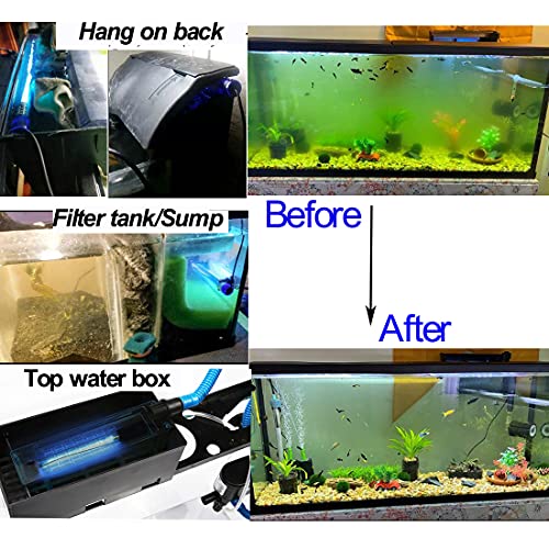 3W Aquarium Clean Light Fish Tank Algae Clean Light Green Water Clean Fish Tank Water Clean Lamp for Sump Pond Filter Tank - size: 3W without Timer