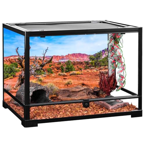 AWERT 48x20 inches Reptile Habitat Background Blue Sky Oasis Orange Desert Terrarium Background - size: 48x20in/120x50cm