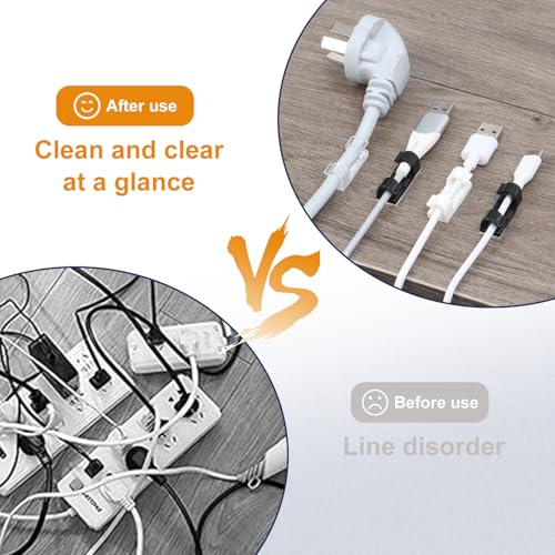 60 Pcs Clear Cable Clips with 3M Adhesive, Wire Holders Under Desk, Cord Management for Wall, Car, Ethernet, PC, Christmas Light Indoor/Outdoor - color: Clear
