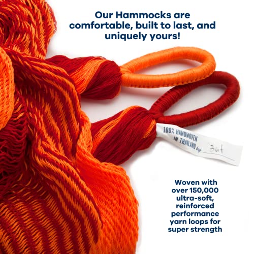 Handwoven Hammock by Yellow Leaf Hammocks - Family Size, Fits 2+ PPL, 550lb max - Weathersafe, Super Strong, Easy to Hang, Ultra Soft, Artisan Made - Color: Red - Orange - color: Sedona- Red and Orange, size: Fits 1-2+ People (550 lb. Capacity)