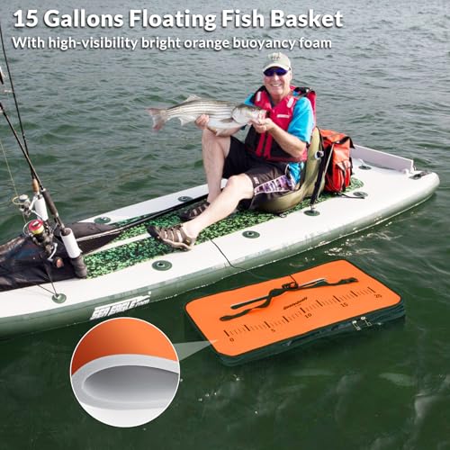 QualyQualy Floating Fish Basket for Live Caught, 10/15 Gallons Foldable Fishing Holder Minnow Bucket Portable Collapsible Fishing Net Storage Cage for Live Fish Bait Live Well - color: Square, size: (15 GAL)-23*12*13IN