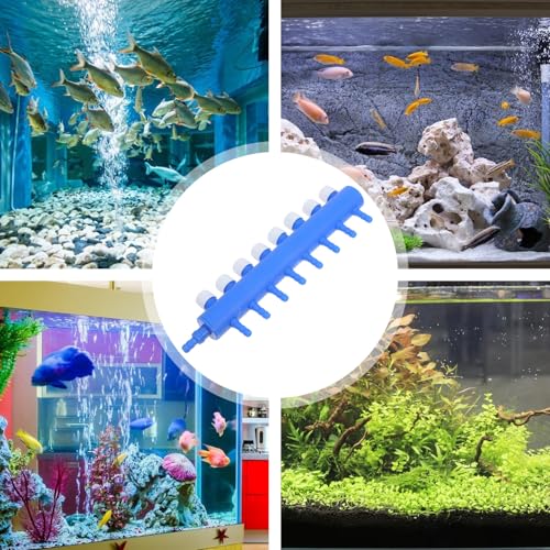 Milisten Aquarium Air Flow Control Valve Distributor Splitter with Adjustable Oxygen Output 8-Outlet Navy Blue Aquarium Airline Manifold for Fish Tank Air Pump Accessories