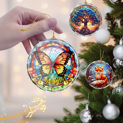 Stained Glass Butterfly Ornament - Christmas Tree Decor, Gift Exchange Present - color: Butterfly