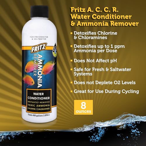 Fritz Aquatics ACCR Water Conditioner Instantly Removes Toxic Ammonia/Chlorine & Chloramines for Fresh & Salt Water Aquariums (8-Ounce) - size: 8 oz