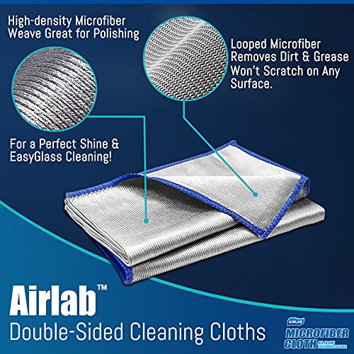 Airlab Streak Free Miracle Cleaning Cloth Easy Clean Pack of 8-12" x 16" Microfiber Dish Cloths Glass Polishing Lint Free for Kitchen Mirrors Wine Car - color: Sliver, Pack of 8