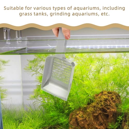 Gadpiparty Aquarium Gravel Shovel Fish Tank Soil Scoop Plastic Sand Cleaner with Drainer for Small Aquariums