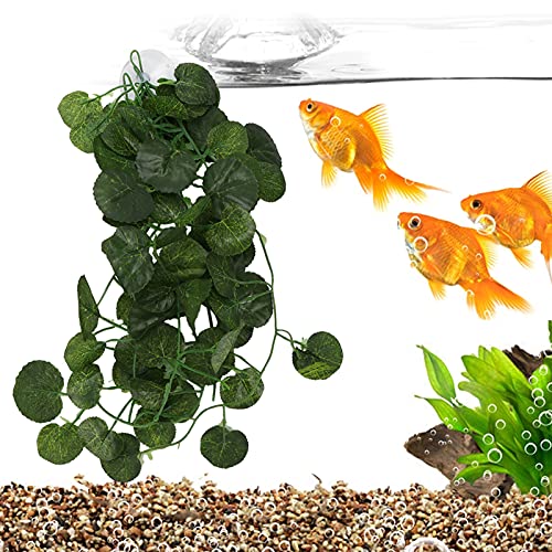 Tall Fish Tank Plant for Reptiles,Leopard Gecko Tank Plants Reptile for Terrarium, Silk Aquarium Plants for Betta Fish (Green Shell)