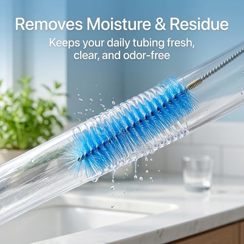 67" Flexible Drain Brush Set, Double Ended Long Hose Pipe Cleaner with 2 Pcs 8.2" Straw Cleaning Brushes, Nylon Tube Cleaner Tool for Refrigerator Defrost, Aquarium Filter, Sink Drain - color: ['Blue']