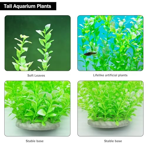 2 Pcs 24 Inch Tall Aquarium Plants, Adjustable Plastic Fish Tank Decor with Detachable Leaves, Artificial Background Greenery for 20-55 Gallon Tanks(Light Green(Style A)) - color: Green(style G)