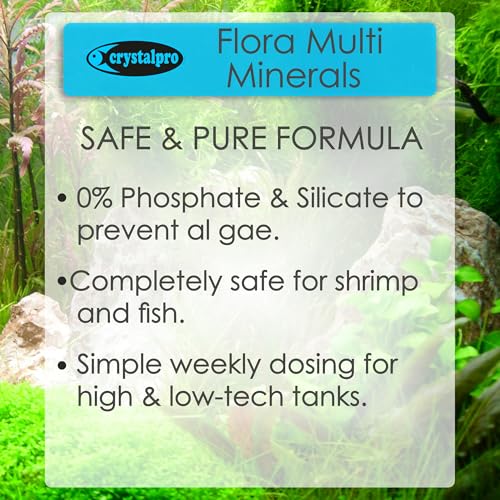 Crystalpro Flora Multi Minerals All-in-One Aquarium Plant Fertilizer - Plant Food for Fast Root & Leaf Growth - Safe for Fish, Shrimp & Snails (16.9 Oz / 500ml) - size: 16.9 Fl Oz