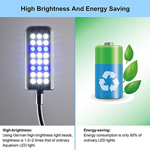 DaToo Aquarium Light Small LED Clip Light for Fish Tank, 1 Yr Warranty - size: 1.5W (Without Timer & Dimmer)