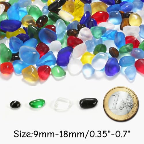 YATOJUZI Aquarium Gravel Fish Tank Rocks 0.85lb Sea Glass Stones for Crafts Decorative Frosted Glass Pebbles for Aquarium Fish Tank Vase Filler DIY Home Decor - color: Mix Color