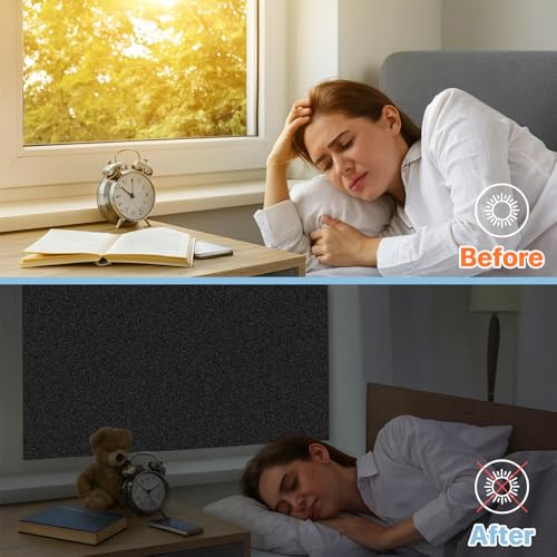 Niviy Blackout Window Film Sun Blocking, Black Out Windows Cling, Room Darkening Removable Window Cover Tint for Bedroom, Aquarium, Basement, Garage, Skylight, Fish Tank, 17.5 x 118 Inches - color: Black, size: 17.5"x 118"